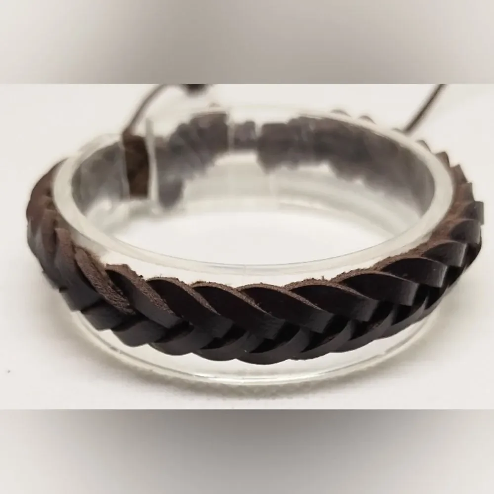 Men's‎ bracelet leather braided brown new e56